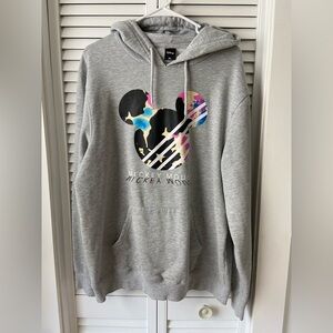 Disney NEFF Gray Hoodie with Multicolor Mickey Mouse Graphic